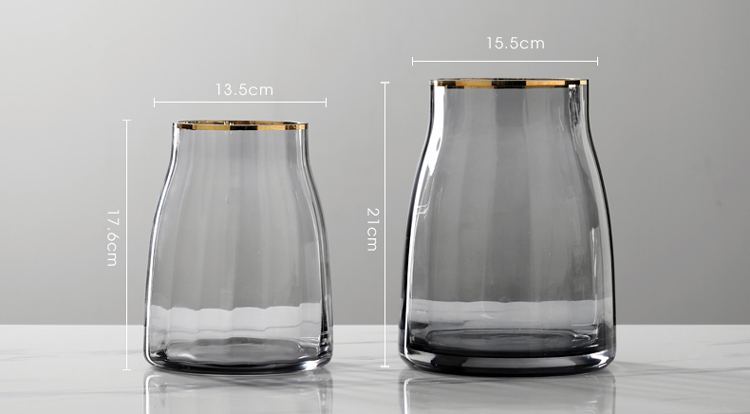 Light luxury tracing gold wave light transparent green glass vase-5.jpg