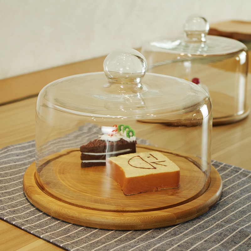 Glass Cloche Dome with Glass Tray and Knob