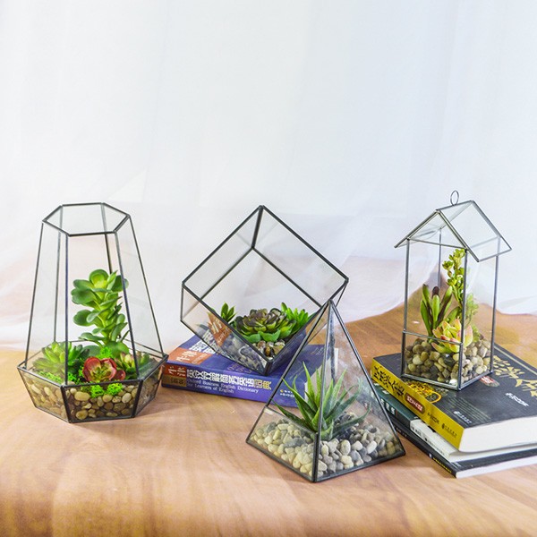 Cut geometric glass flower room ecological bottle